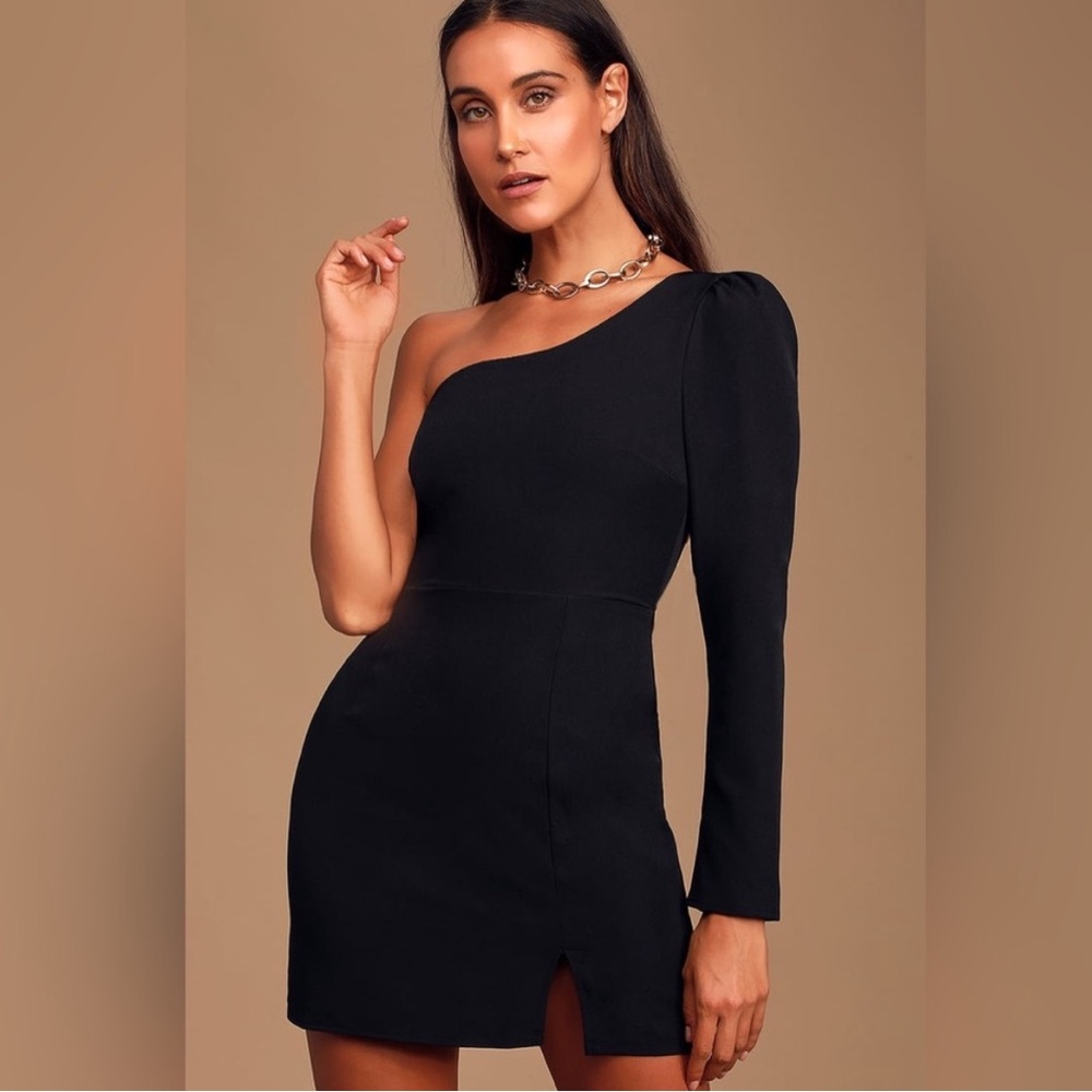 lulus black one shoulder dress